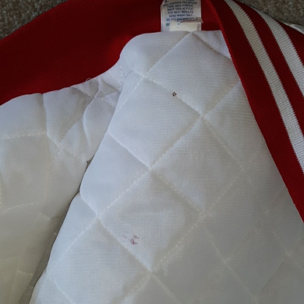 VINTAGE Windjammer 90's White Satin Bomber Jacket VFW - Picture 12 of 12